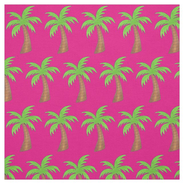 Palm Tree Tropical Island Hot Pink Green Beach Fun Stoff (Muster)