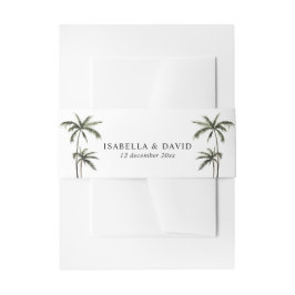 Palm Tree Tropical Minimal Green Wedding Einladungsbanderole