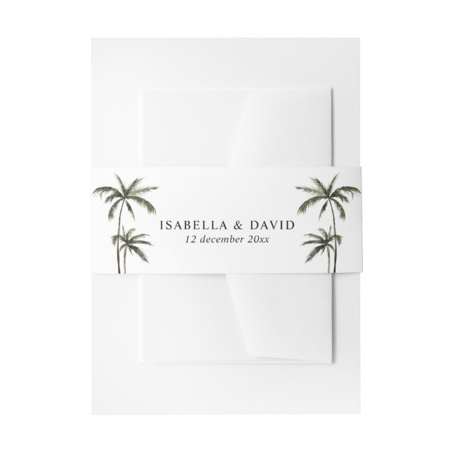 Palm Tree Tropical Minimal Green Wedding Einladungsbanderole (Vorderseite Beispiel)