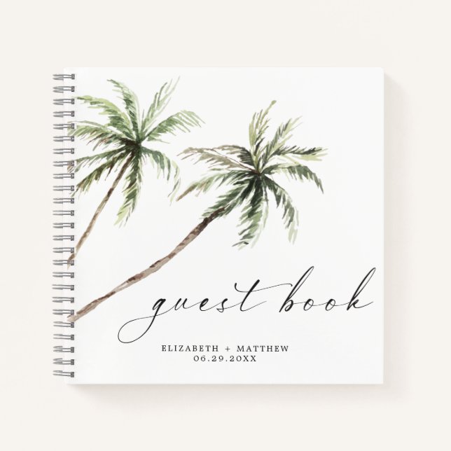 Palm Tree Tropical | Minimal Wedding Guest Book Notizbuch (Vorderseite)