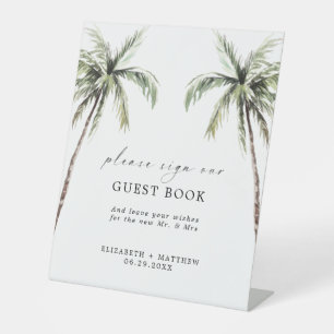 Palm Tree Tropical Minimal Wedding Guest Book Sockelschild