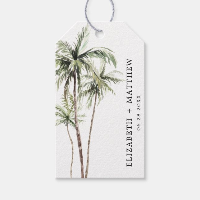Palm Tree Tropical | Minimale Gastgeschenk Hochzei Geschenkanhänger (Vorderseite)