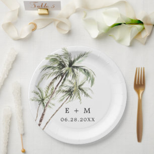 Palm Tree Tropical   Minimale Hochzeit Pappteller