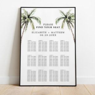 Palm Tree Tropical   Minimale Hochzeitskarte Poster