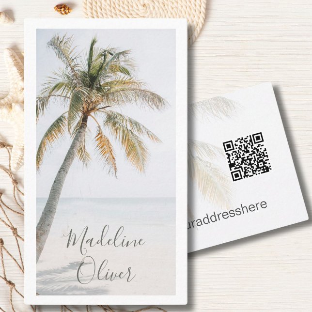 Palm Tree Tropical Modern QR Code Visitenkarte (Von Creator hochgeladen)