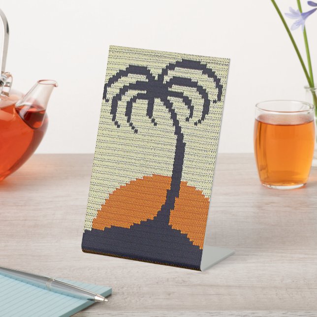 Palm Tree Tropical Sundown Designer Crochet Print Sockelschild (In SItu)