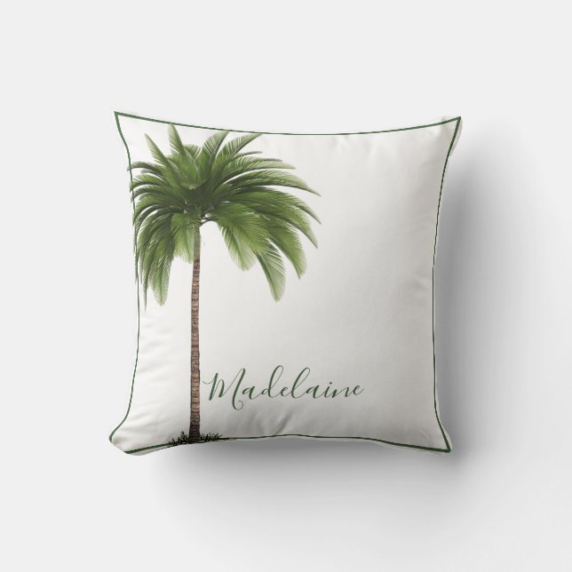 Palm Tree Tropical Vintag Elegante Persönliche Bez Kissen (Vorderseite)