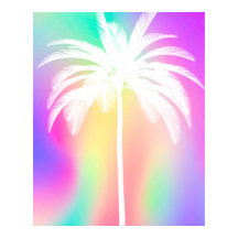 Palm Tree Tropical White Colorful Summer Poster