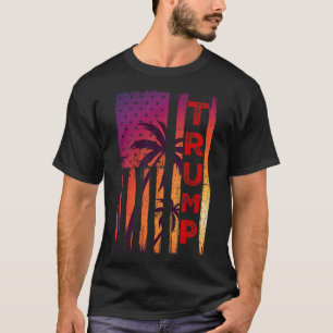 Palm Tree Vintag beängstigende amerikanische Flagg T-Shirt