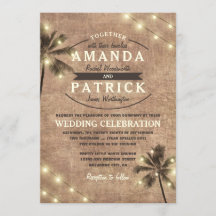 Palm Tree Vintag Lights Beach Hochzeitseinladungen