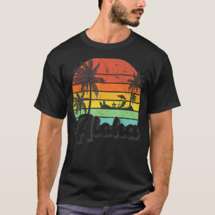 Palm Tree Vintag Retro Sommerurlaub Hawaii Alo T-Shirt