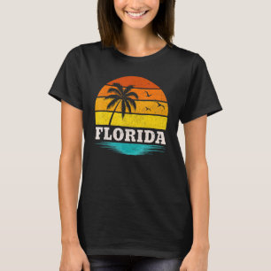Palm Tree Vintag Retro Sunset Sommerurlaub Flo T-Shirt