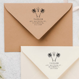 Palm-Tree Vintage Initial- und Familienzusammenfüh Gummistempel