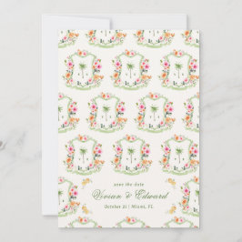 Palm Tree Wappen Monogram Summer Boho Beach Weddin Save The Date