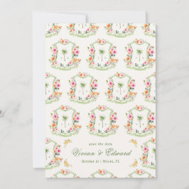 Palm Tree Wappen Monogram Summer Boho Beach Weddin Save The Date