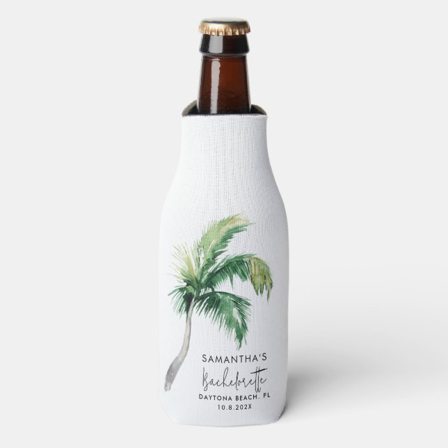 Palm Tree Wasserfarbe Personalisiert Bachelorette Flaschenkühler (Flaschenvorderseite)