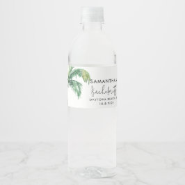 Palm Tree Wasserfarbe Personalisiert Bachelorette Wasserflaschenetikett