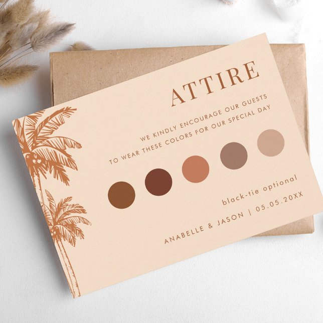 Palm Tree Wedding Atture Guest Dress Code Card Begleitkarte (Von Creator hochgeladen)