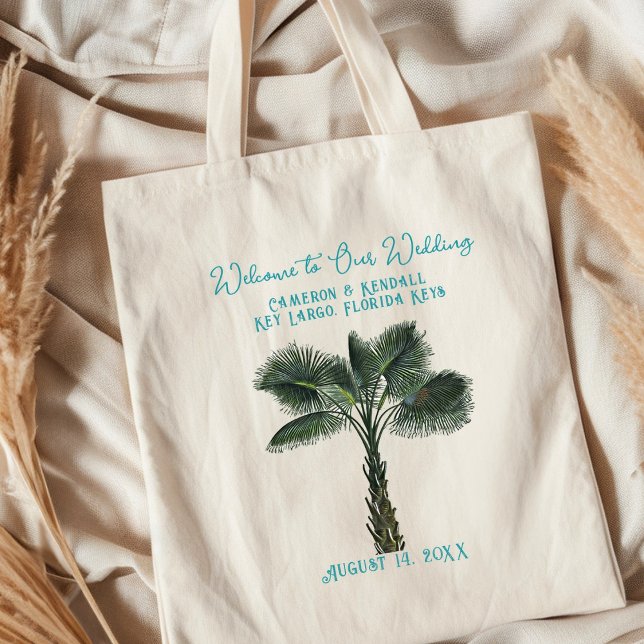 Palm Tree Wedding Begrüßung Gäste Tote Tasche (Von Creator hochgeladen)