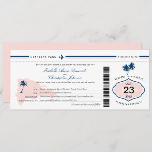 Palm Tree Wedding Boarding Pass Einladung