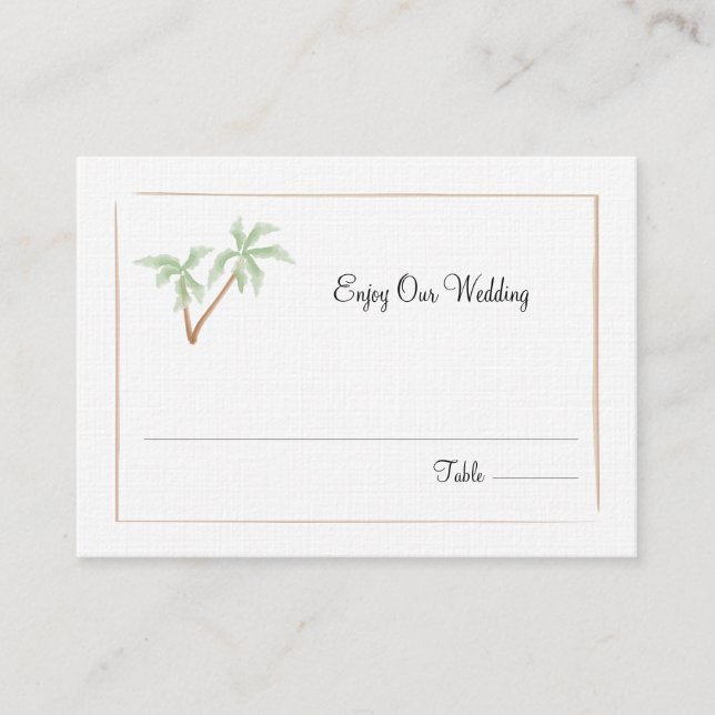 Palm Tree Wedding/Escort Card Platzkarte (Vorderseite)