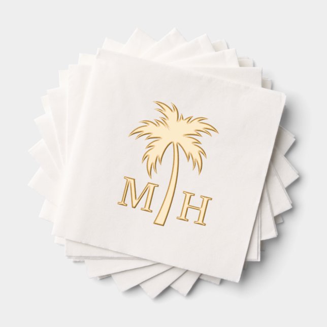 Palm Tree Wedding Monogram Servietten Mit Folie (Insitu (Gestapelt))