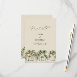 Palm Tree Wedding RSVP Tropical Destination coast Karte