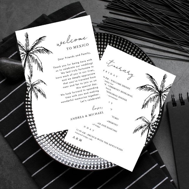 Palm Tree Wedding Welcome Letter Itinerary Card Einladung (Von Creator hochgeladen)
