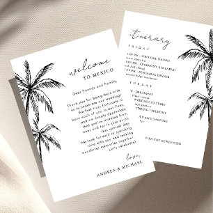 Palm Tree Wedding Welcome Letter Itinerary Card Einladung