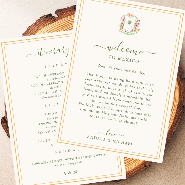 Palm Tree Wedding Welcome Letter Itinerary Card Einladung (Von Creator hochgeladen)