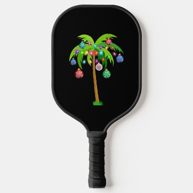 Palm Tree Weihnachtslicht Funny Beach Sommer Pickleball Schläger (Vorderseite)