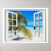 Palm Tree Window Beach View