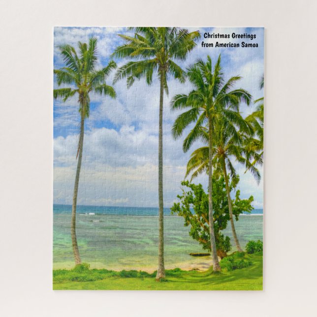 Palm Trees American Samoa.Christmas Greetings Jigs Puzzle (Vertikal)