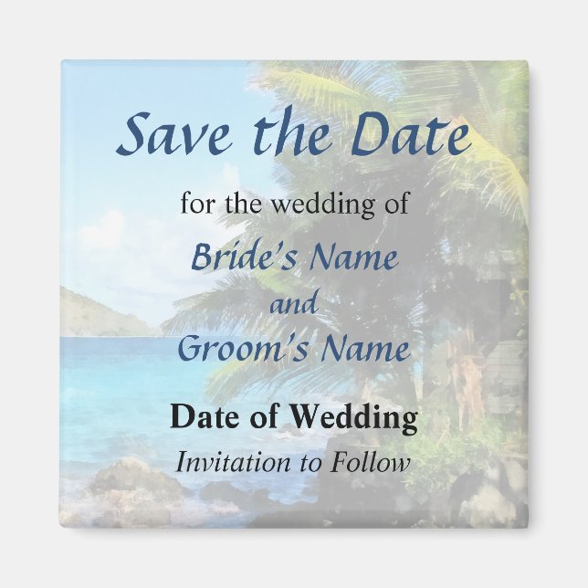 Palm Trees and Beach St. Thomas VI Save the Date Magnet (Vorne)