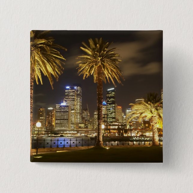 Palm Trees and CBD at Night, Sydney, New South Button (Vorderseite)