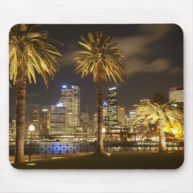 Palm Trees and CBD at Night, Sydney, New South Mousepad (Vorne)