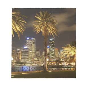 Palm Trees and CBD at Night, Sydney, New South Notizblock