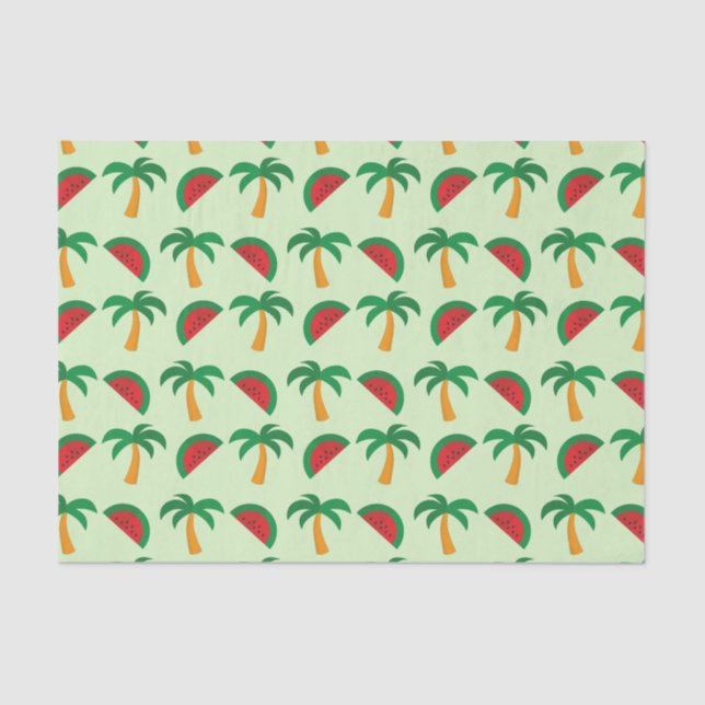 Palm Trees and Watermelon Tropical Pattern Seidenpapier (Vorderseite)