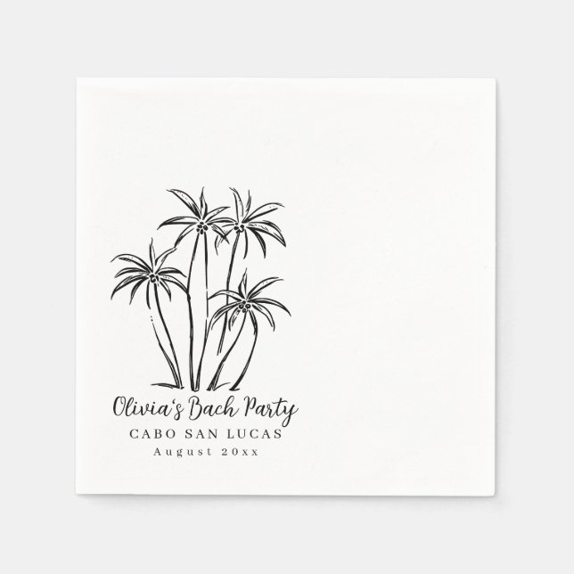 Palm Trees Bachelorette Papier Napkins, einfarbig Serviette (Vorderseite)