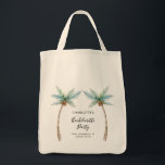Palm Trees Bachelorette Party Swag Tragetasche<br><div class="desc">Elevate your bachelorette weekend vibes with our custom palm tree tote bag! Picture this: lush, tropical palm fronds swaying gently, printed on this tote bag, ready to add a touch of paradise to your celebration. Personalize them with the bride-to-be's name, your dreamy destination, and the unforgettable date, making each tote...</div>