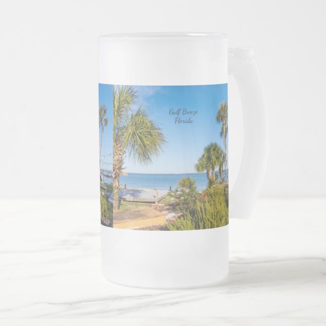 Palm Trees Bayside Morning Mattierte Bier Tasse (VorderseiteRechts)
