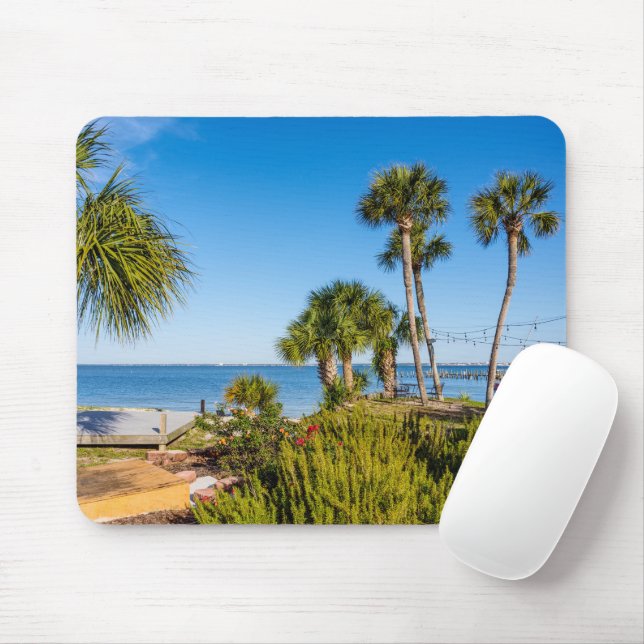 Palm Trees Bayside Morning Mouse Pad Mousepad (Mit Mouse)