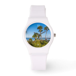 Palm Trees Bayside Morning Sporty Watch Armbanduhr