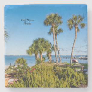 Palm Trees Bayside Morning Stone Untersetzer