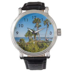 Palm Trees Bayside Morning Wrist Watch Armbanduhr