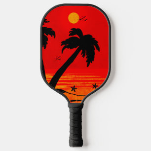 Palm Trees Beach Blazing Sun B Pickleball Schläger