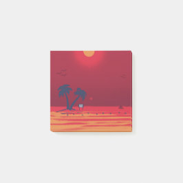 Palm Trees Beach Blazing Sunset Post-it Klebezettel