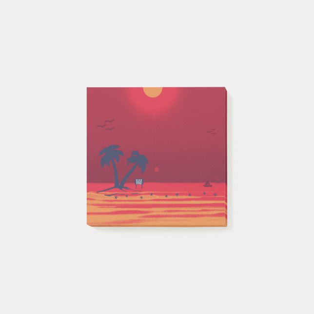 Palm Trees Beach Blazing Sunset Post-it Klebezettel (Vorderseite)