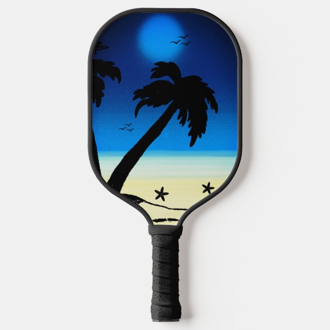 Palm Trees Beach Blue D Pickleball Schläger (Vorderseite)