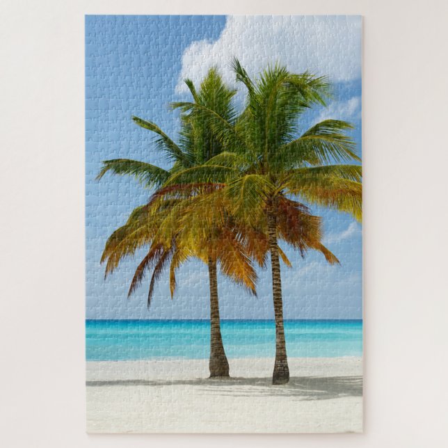 Palm Trees Beach Blue Sea Sky Sonntag Puzzle (Vertikal)